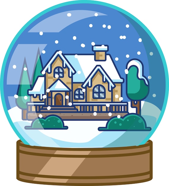 Kerst sneeuwbalbol met platte ontwerp illustratie