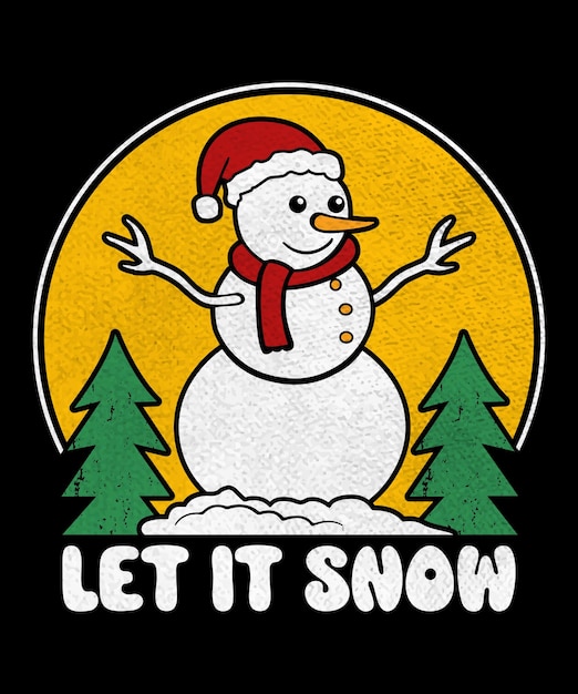 Kerst sneeuwman t-shirt ontwerp met de tekst Let it snow vintage kerst t-shirt graphics