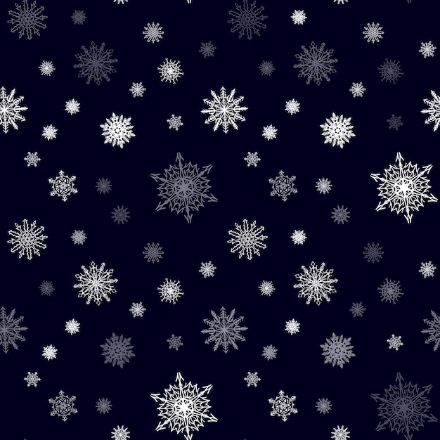 Kerst sneeuwvlok naadloze patroon met betegelde vallende sneeuw