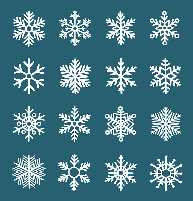 Vector kerst sneeuwvlok set vakantie lijn icoon gelukkig nieuwjaar vector illustratie
