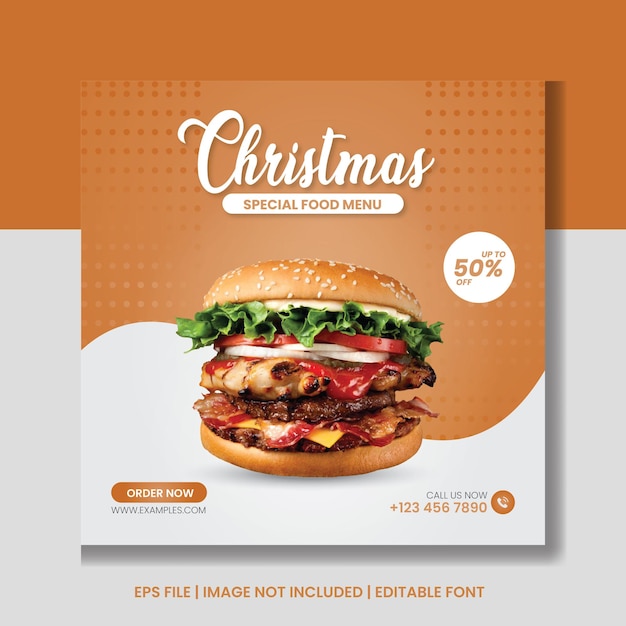 Kerst speciaal eten menu social media post bannersjabloon