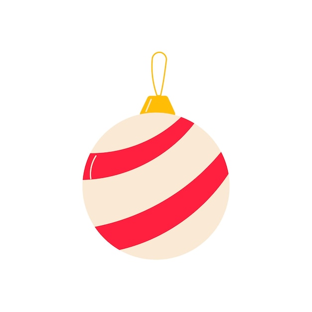kerst speelgoed bal ronde boom decoratie pictogram vectorillustratie