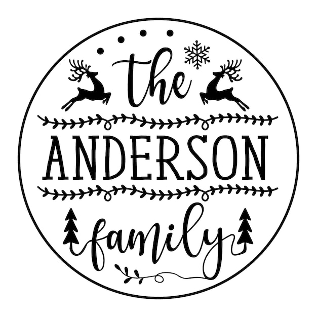 Vector kerst split family monogram svg bundle teken kerstversiering