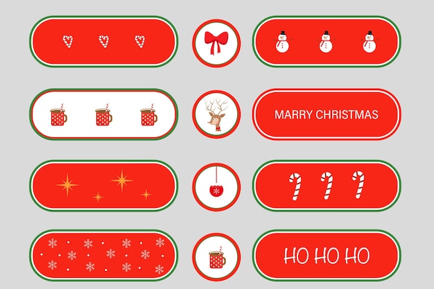 Kerst stickerset. vectorafbeeldingen