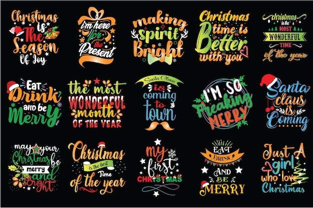 Kerst t-shirt ontwerp bundel