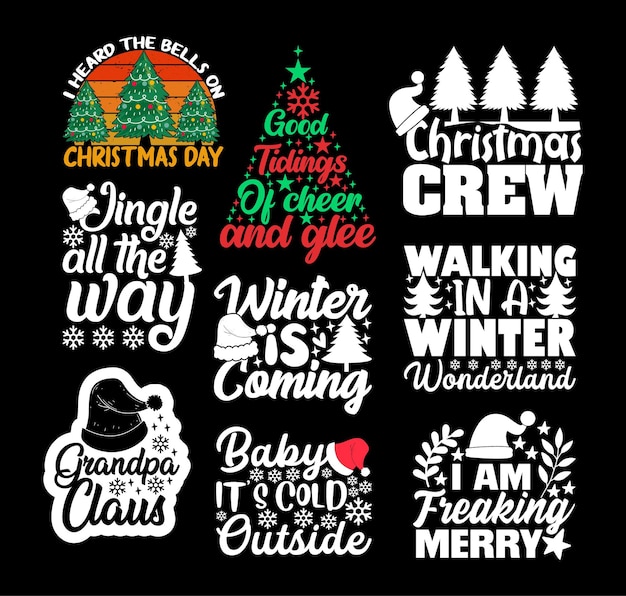 Kerst T-shirt Ontwerpbundel Kerst T-shirt Citaten over Kerstmis