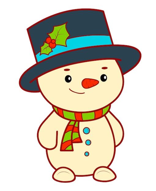 Kerst tekenfilms illustraties. Sneeuwpop clipart vectorillustratie.