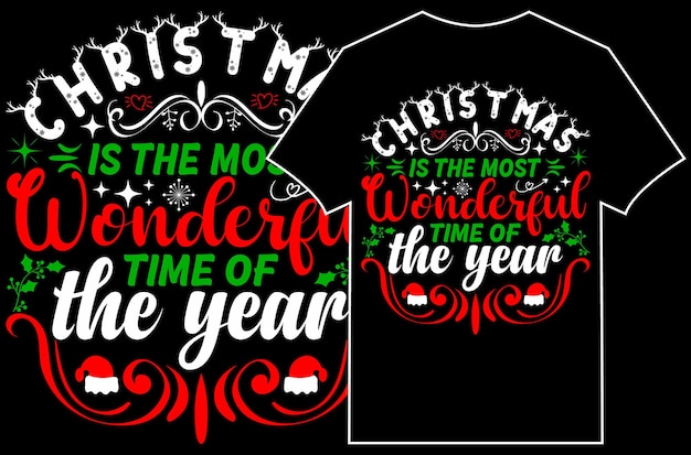 Kerst typografische T-shirt Design Vector. Kerst is de mooiste tijd van het jaar