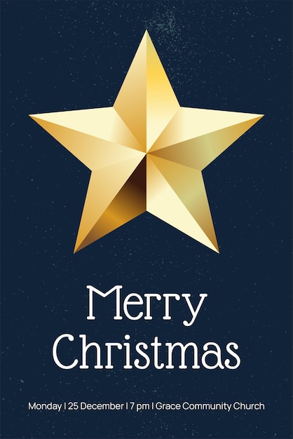 Kerst uitnodiging met gouden ster vector