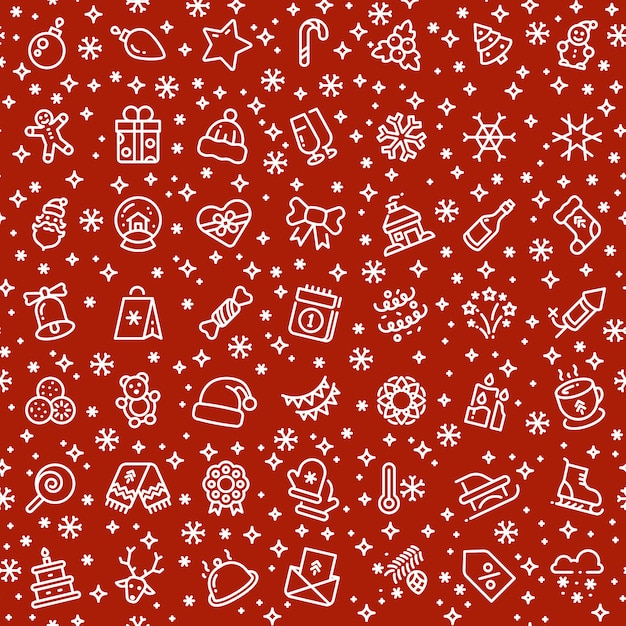 Kerst vector naadloze patroon met xmas vakantie overzicht pictogrammen