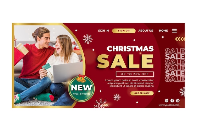 Kerst verkoop advertentie sjabloon bestemmingspagina