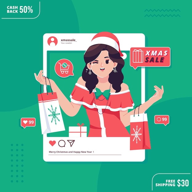 Kerst verkoop sociale media concept