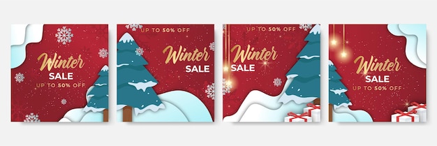 Kerst verkoop. Winter promotionele etiketten kaarten reclame speciale aanbiedingen seizoensuitverkoop. Kerstpromotie kortingsposter. Winteruitverkoop, promotionele inhoud op sociale media. vector illustratie