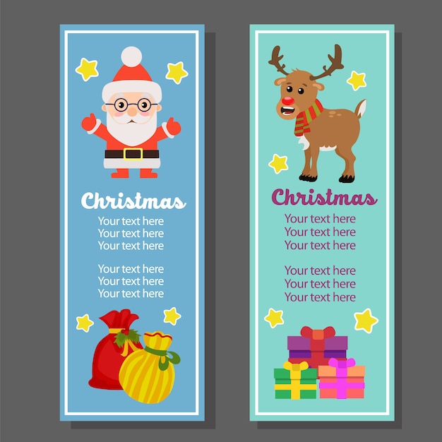 Kerst verticale banner met kerstman cadeau zakken