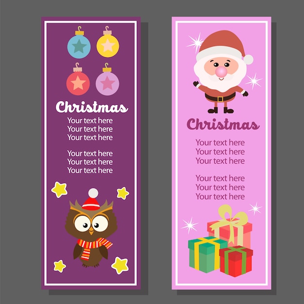 Kerst verticale banner met uil santa