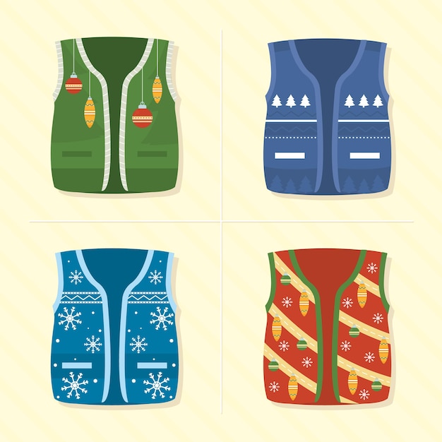 Kerst vesten icon set