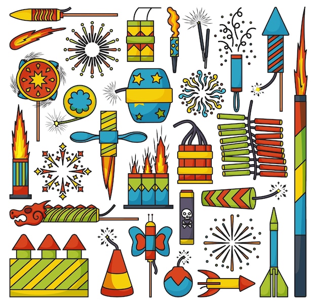 Vector kerst vuurwerk kleur vector set iconvector illustratie vieren voetzoeker geïsoleerde kleur vector set icoon van kerst vuurwerk op witte achtergrond