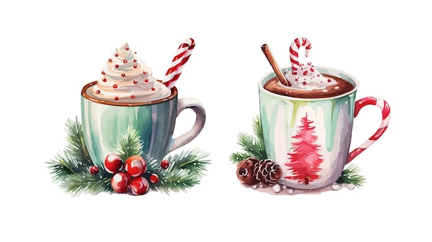Kerst warme chocolademelk clipart geïsoleerde vectorillustratie