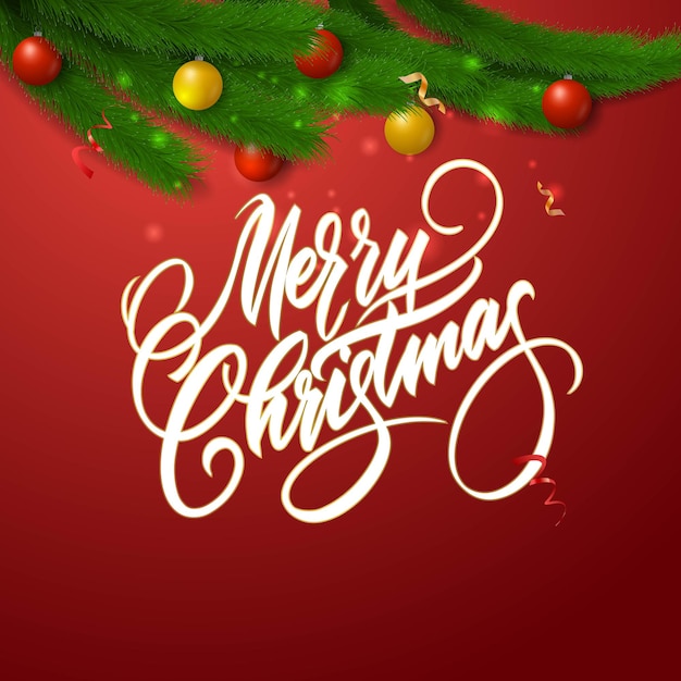 Kerst wenskaart. Heldere mooie achtergrond met urical elegante belettering. vector illustratie