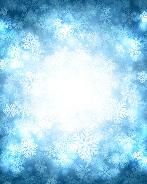 Kerst winter achtergrond magische sneeuw schittert lichten en sneeuwvlokken