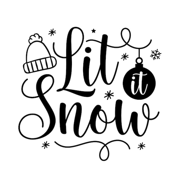 Vector kerst winter sneeuw belettering citaten gezegden kalligrafie wenskaart vectorillustratie