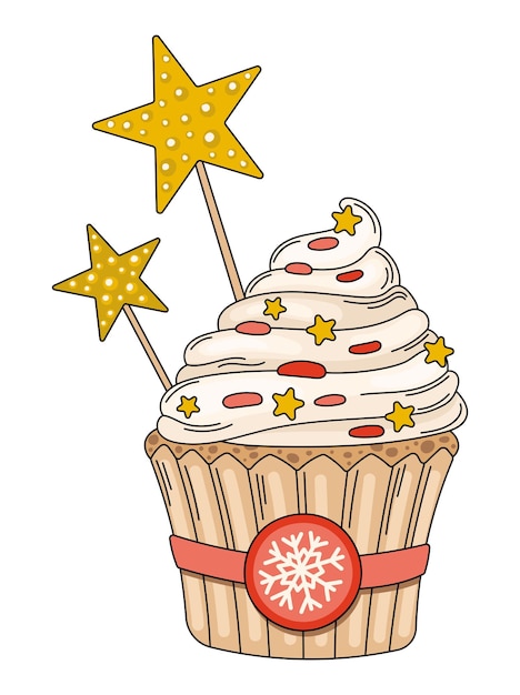 Kerst zoete cupcake vector clipart