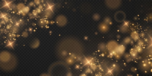 Kerstachtergrond poeder png magisch glanzend goudstof fijn glanzend stof bokeh-deeltjes