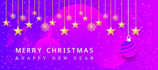 Vector kerstbal ster geschenkdoos ontwerp kerst banner kleurrijk achtergrondontwerp