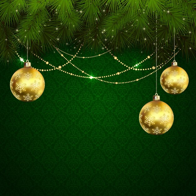 Kerstballen op groen behang