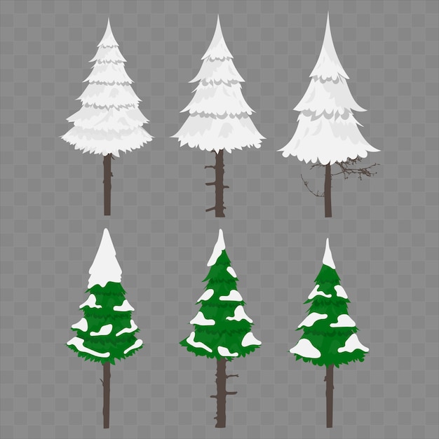 Kerstbomen kerstbomen in de sneeuw. winter kerstbomen. elementen voor ontwerp. deze details zijn geschikt voor uw nieuwjaars- en wintersamenstelling.