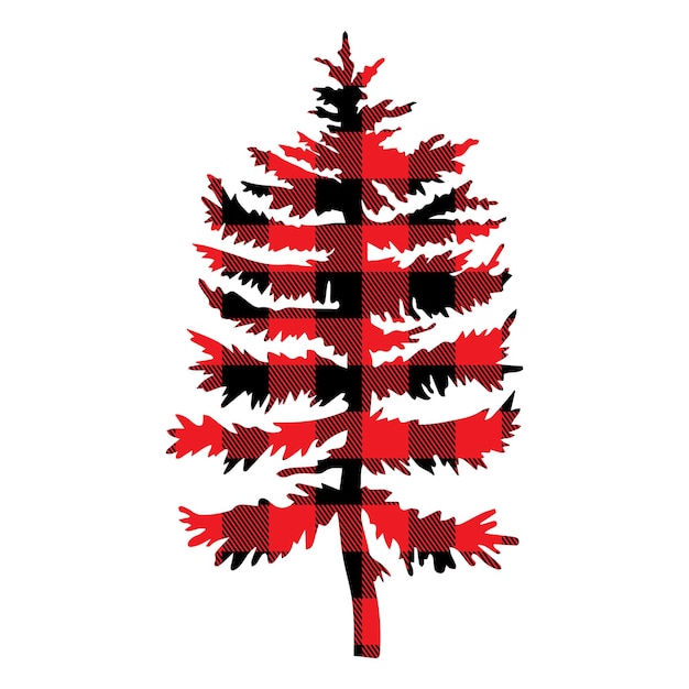 Kerstbomen met Buffalo plaid ornament in rood