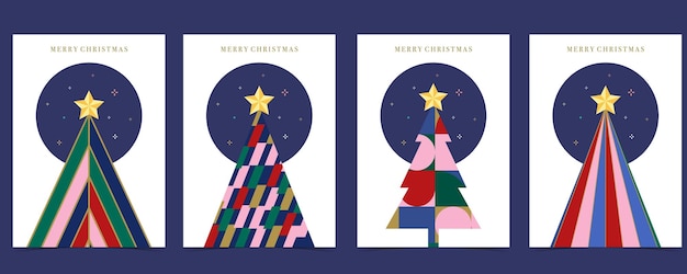 Kerstboom achtergrond met geometrisch verticaal ontwerp voor A4