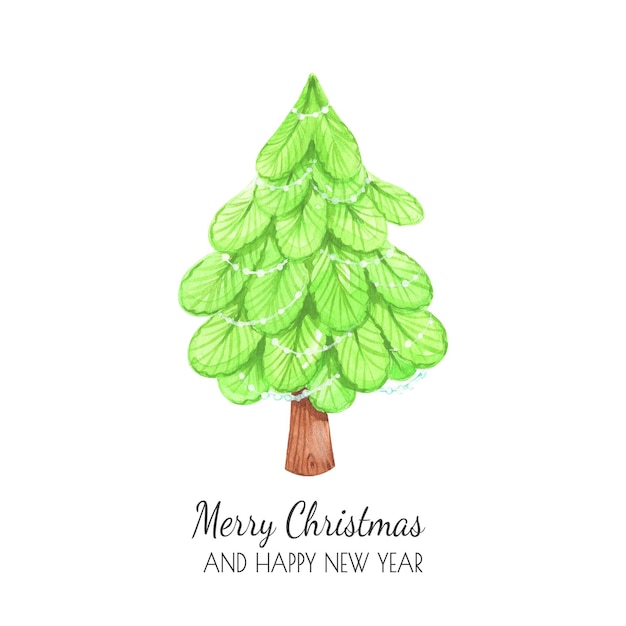 Vector kerstboom aquarel illustraties