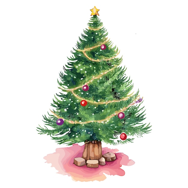 Kerstboom Aquarel Vector Bundel