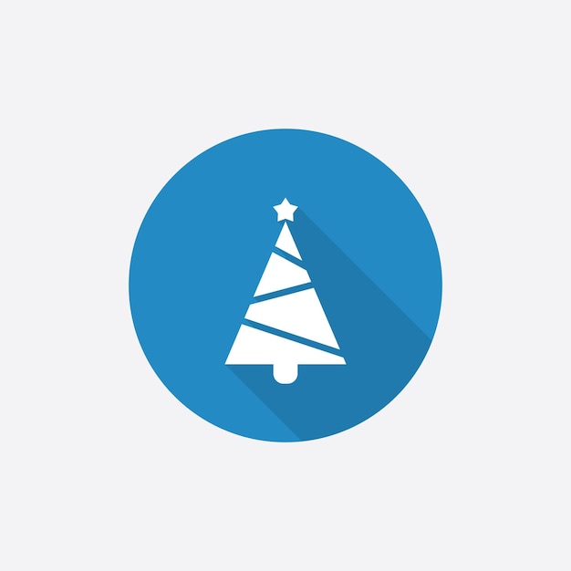 Kerstboom flat blue simple icon met lange schaduwxa