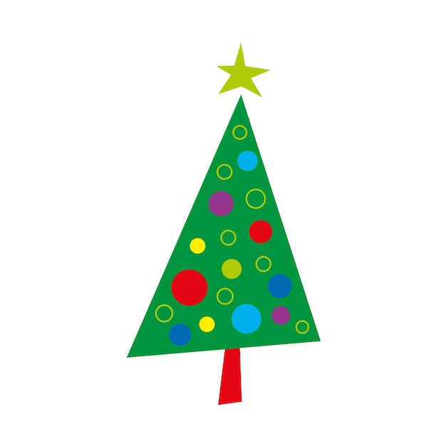Kerstboom geïsoleerd op witte achtergrond Vector illustratie in vlakke stijl