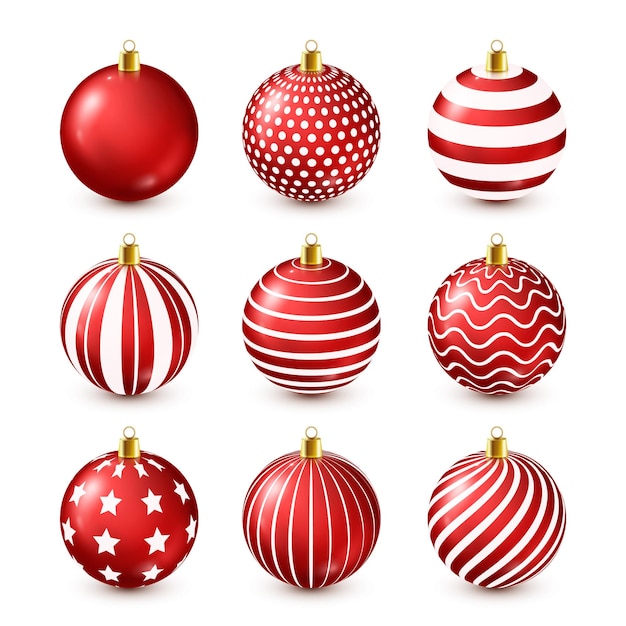 Kerstboom glanzende rode ballen set nieuwjaarsdecoratie winter seizoen december feestdagen groet geschenk