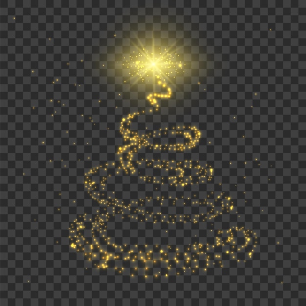 Kerstboom gouden verlichting sparcle effect vector realistische glanzende slinger