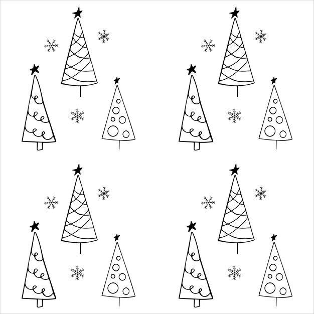 Kerstboom hand getekende naadloze patroon. doodle textuur met eenvoudige spar om af te drukken, papier, design, stof, decor, cadeaupapier, achtergrond. vector new year-illustratie