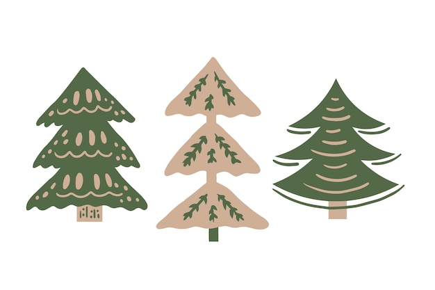 Kerstboom hand getekende vector collectie