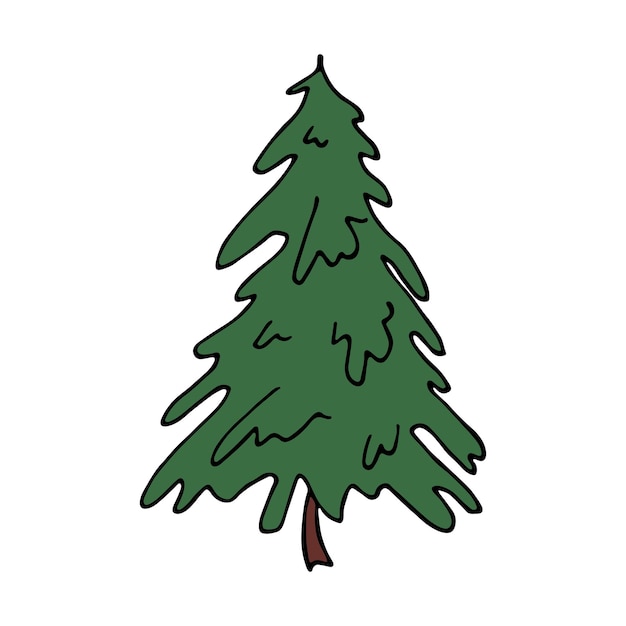 Kerstboom handgetekende clipart Spruce doodle Enkel element voor kaart print webdesign decor