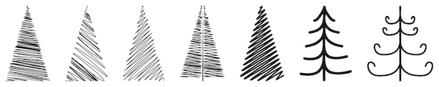 Kerstboom handgetekende pictogrammen