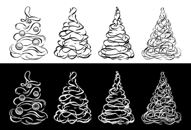 Kerstboom, handgetekende stijl, vectorillustratie