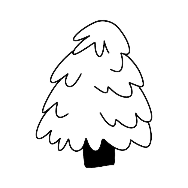 Kerstboom lineaire pictogram Schattig zwart fir tree pictogram op witte achtergrond