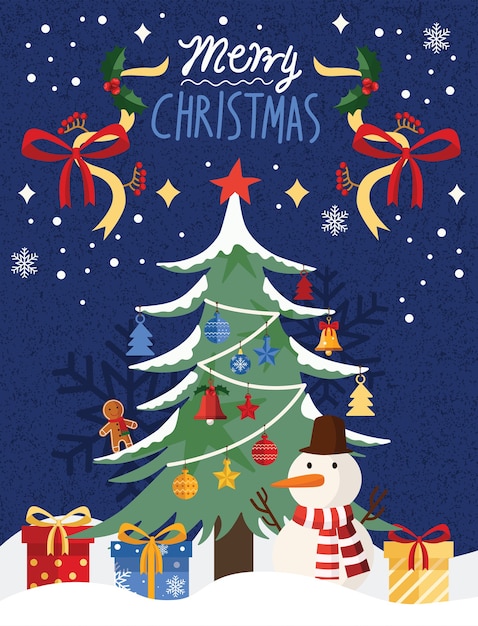 Vector kerstboom merry christmas celebration holiday