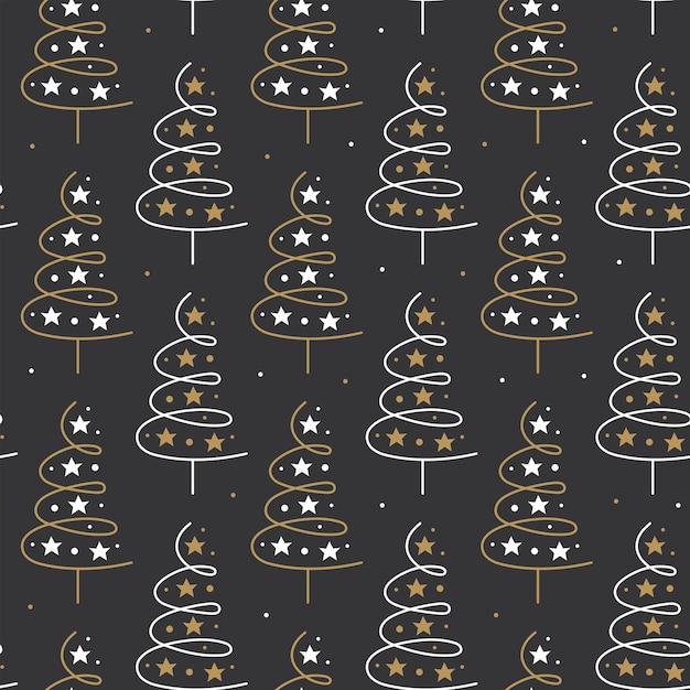 Kerstboom met decoratie sterren nieuwjaar elegant decor wintervakantie vector lijntekeningen