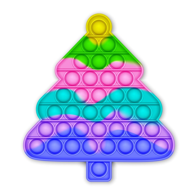 Kerstboom realistische pop it fidget antistress speelgoed vector illustratie trendy speelgoed op witte achterzijde