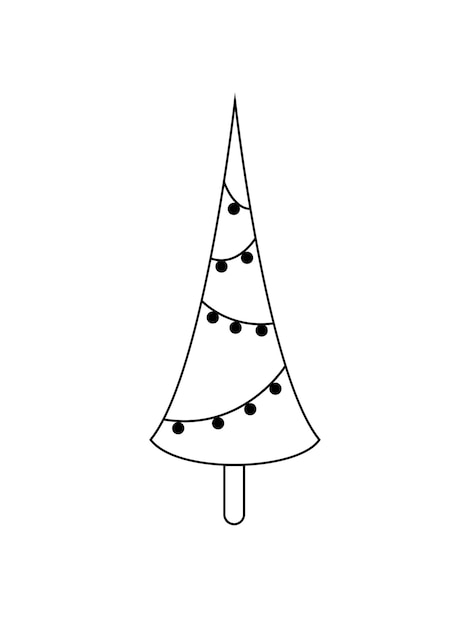 Vector kerstboom schets silhouet minimalisme eenvoudige vector illustratie vormen zwart-wit doodle