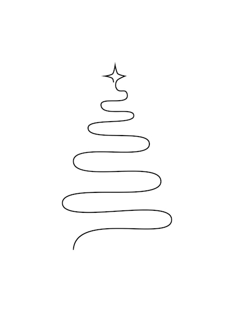 Kerstboom schets silhouet minimalisme eenvoudige vector illustratie vormen zwart-wit doodle