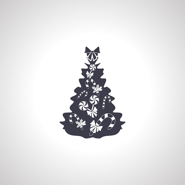 Kerstboom silhouet geïsoleerd pictogram op witte achtergrond